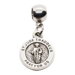 St Jude Medal Stainless Steel Connector with Metal Alloy Charm
